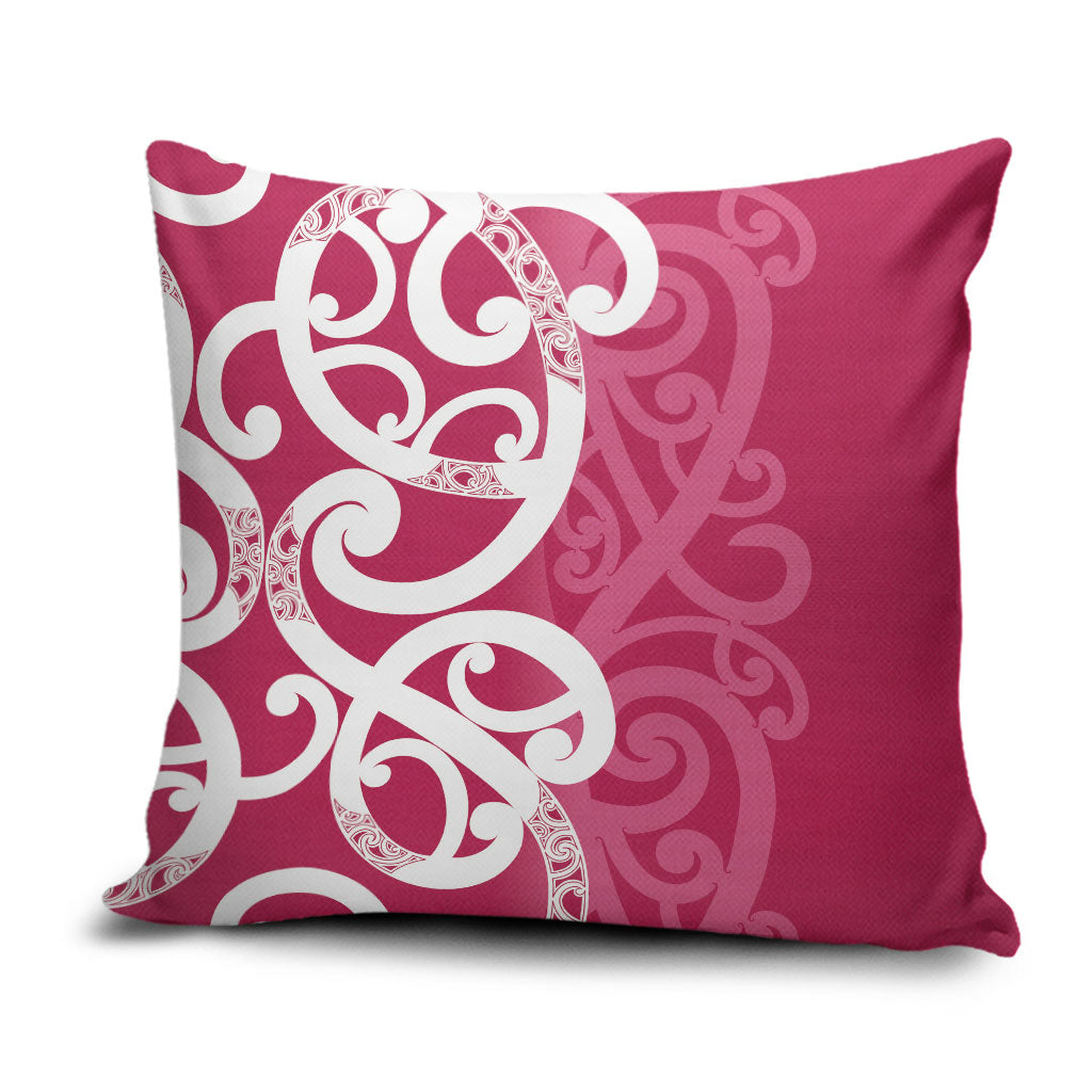 Breast Cancer Pink October Maori Pillow Cover Koru Kowhaiwhai