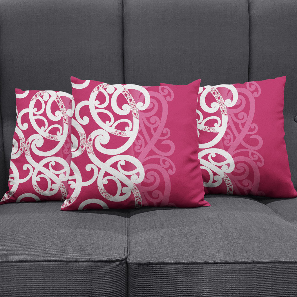 Breast Cancer Pink October Maori Pillow Cover Koru Kowhaiwhai