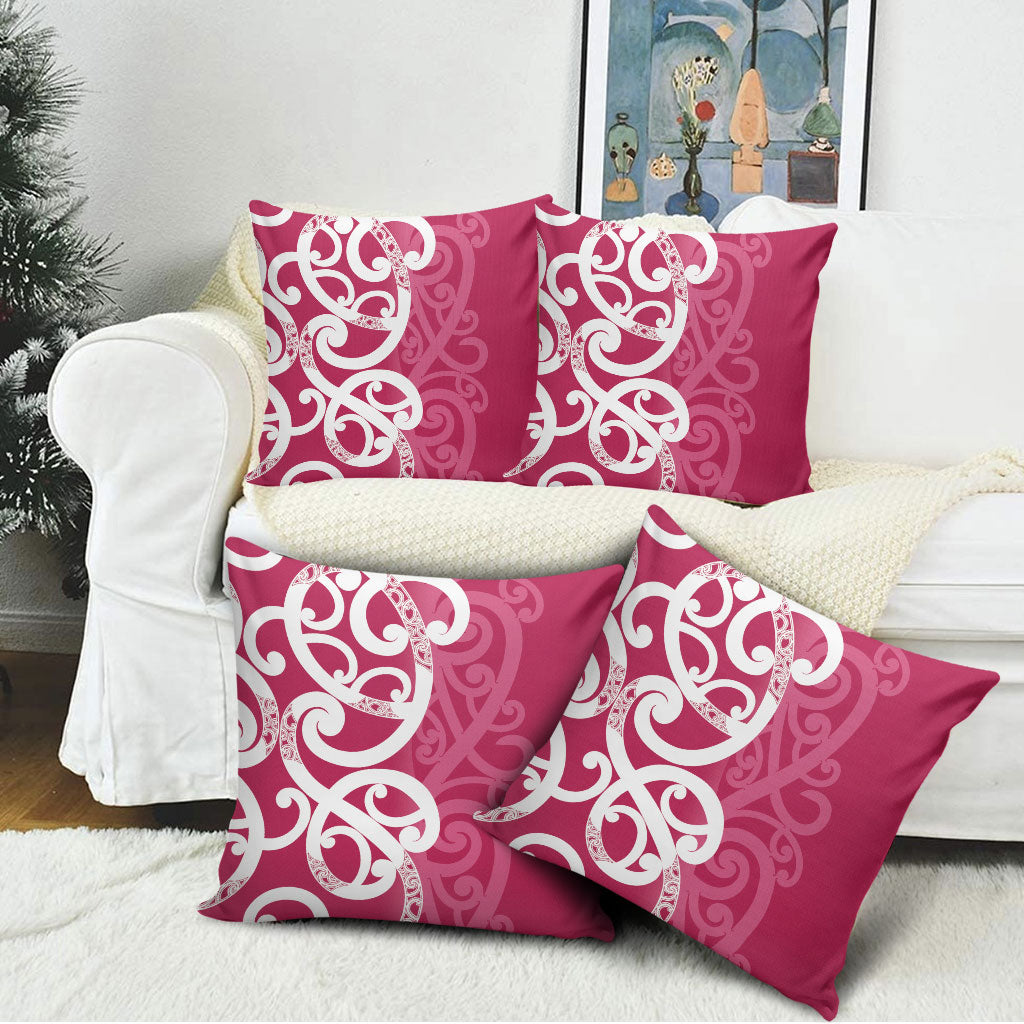 Breast Cancer Pink October Maori Pillow Cover Koru Kowhaiwhai