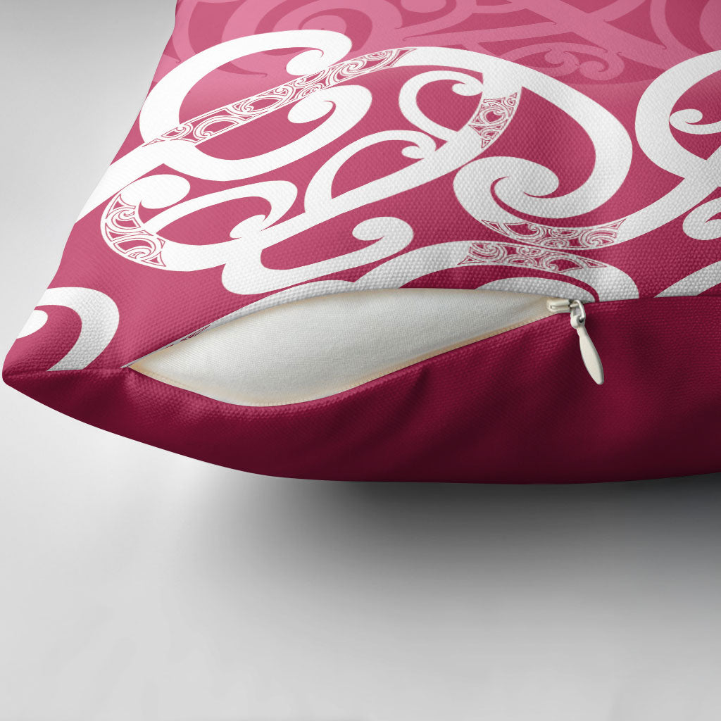 Breast Cancer Pink October Maori Pillow Cover Koru Kowhaiwhai