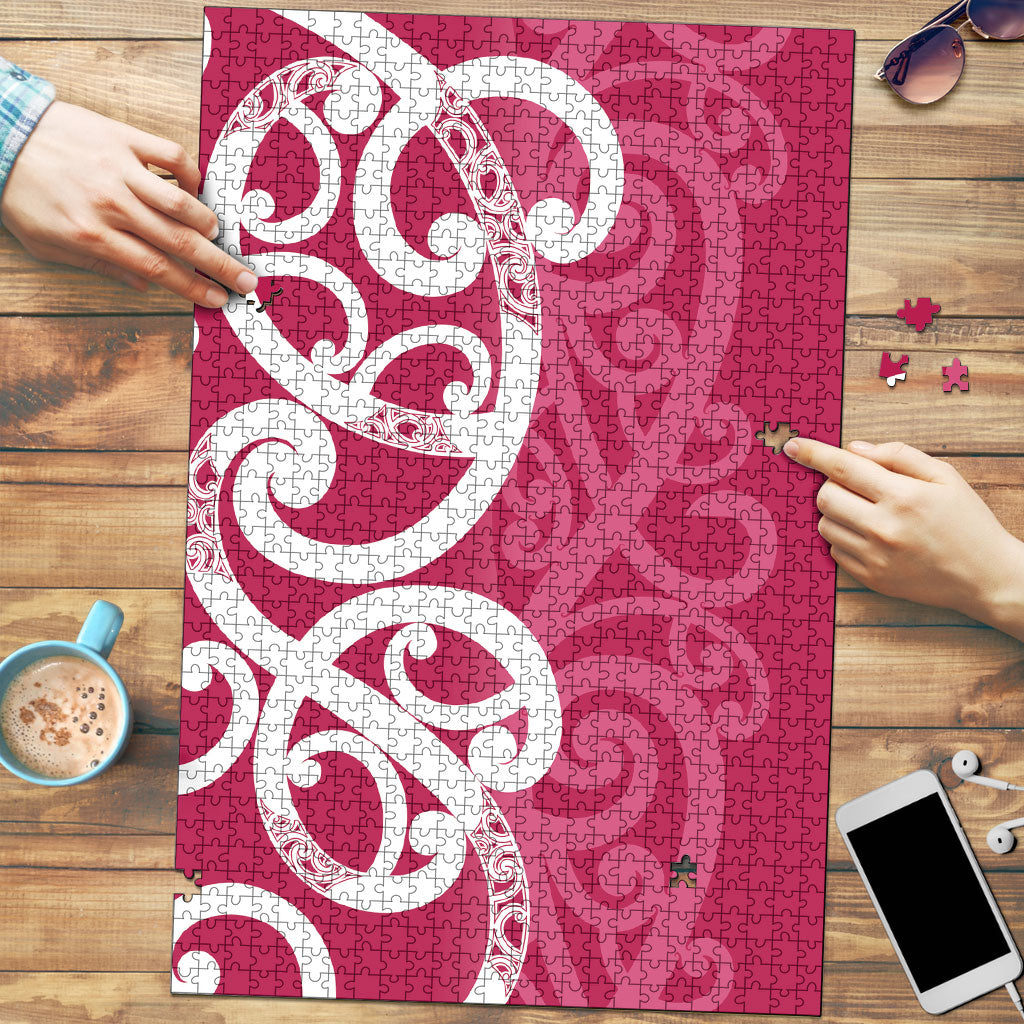 Breast Cancer Pink October Maori Puzzle Koru Kowhaiwhai