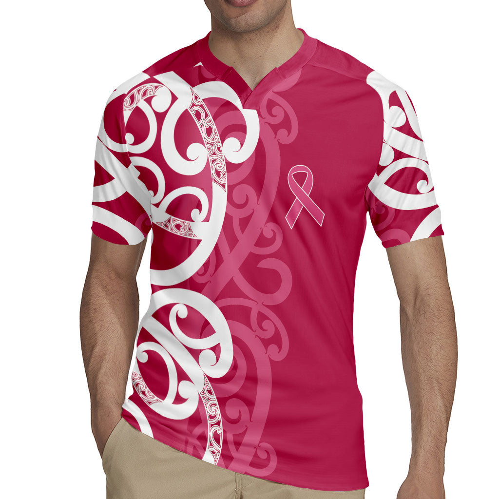 Breast Cancer Pink October Maori Rugby Jersey Koru Kowhaiwhai