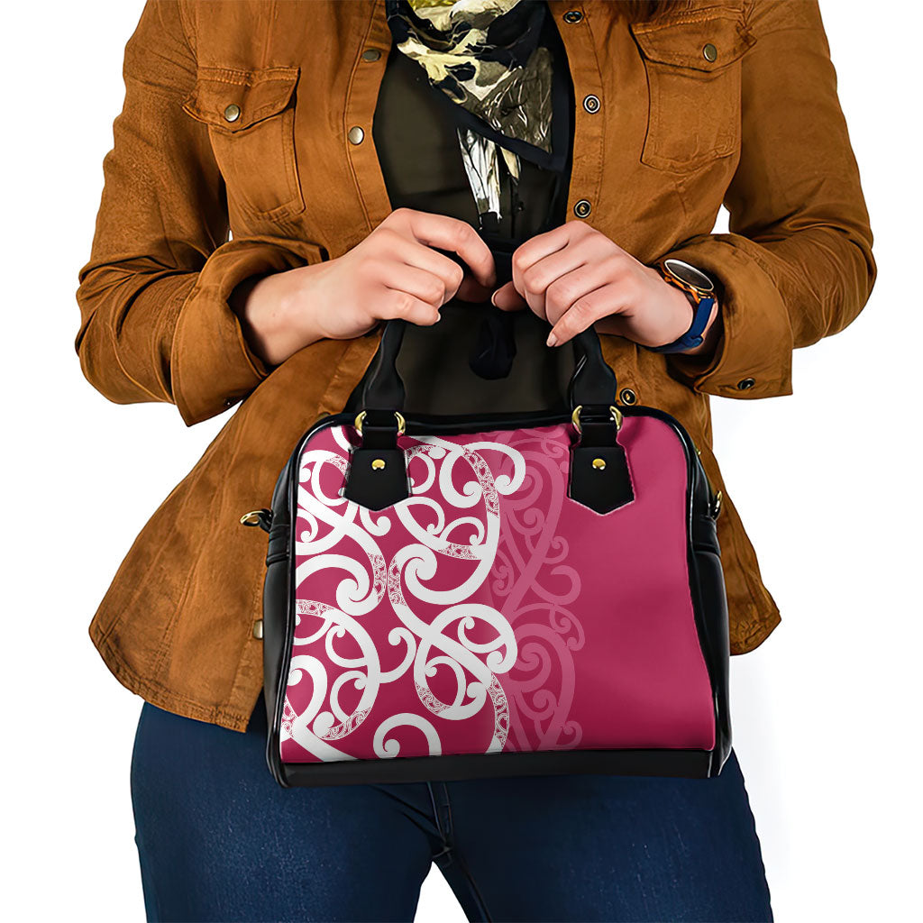 Breast Cancer Pink October Maori Shoulder Handbag Koru Kowhaiwhai