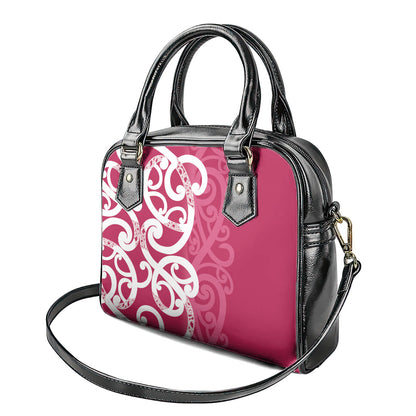 Breast Cancer Pink October Maori Shoulder Handbag Koru Kowhaiwhai