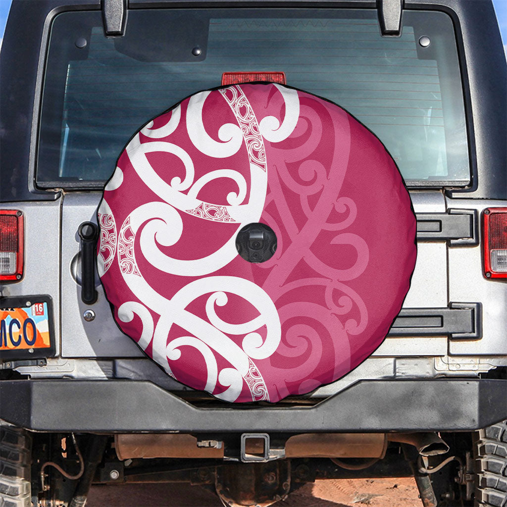 Breast Cancer Pink October Maori Spare Tire Cover Koru Kowhaiwhai