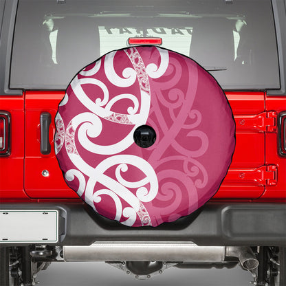 Breast Cancer Pink October Maori Spare Tire Cover Koru Kowhaiwhai