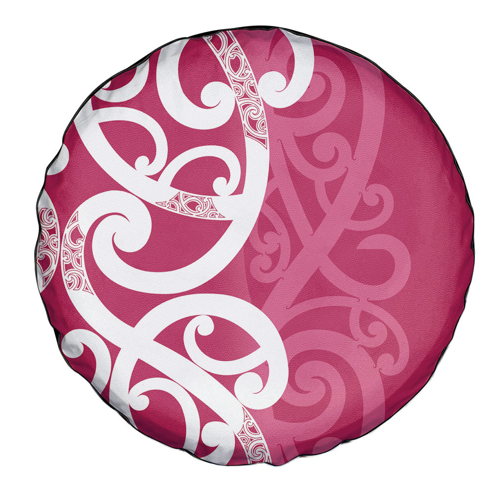 Breast Cancer Pink October Maori Spare Tire Cover Koru Kowhaiwhai