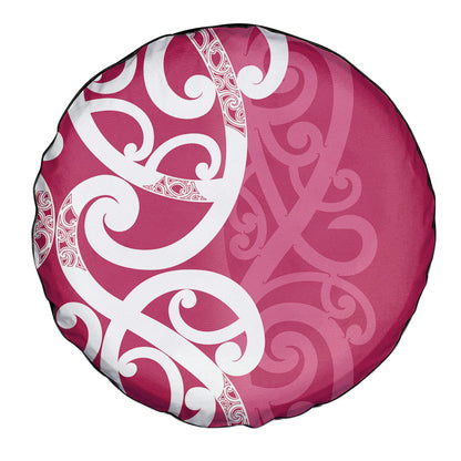 Breast Cancer Pink October Maori Spare Tire Cover Koru Kowhaiwhai
