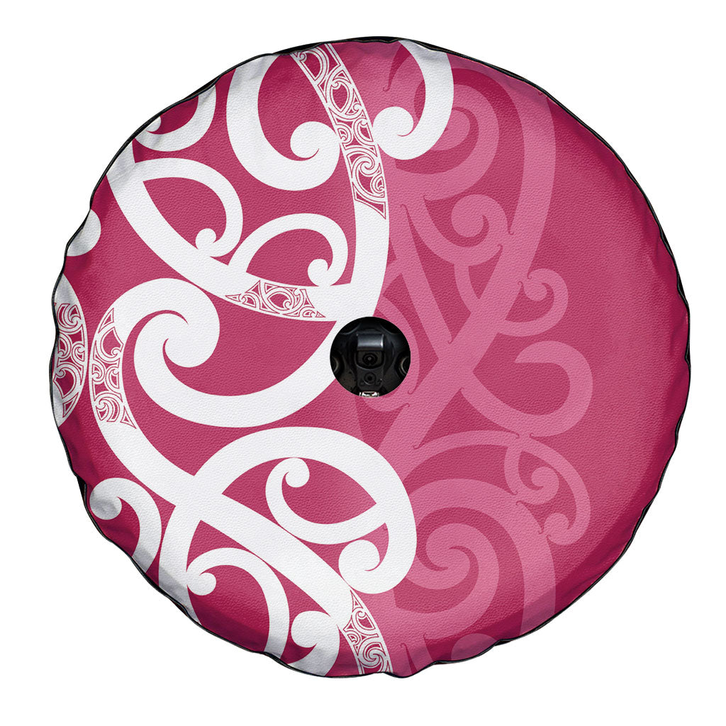 Breast Cancer Pink October Maori Spare Tire Cover Koru Kowhaiwhai