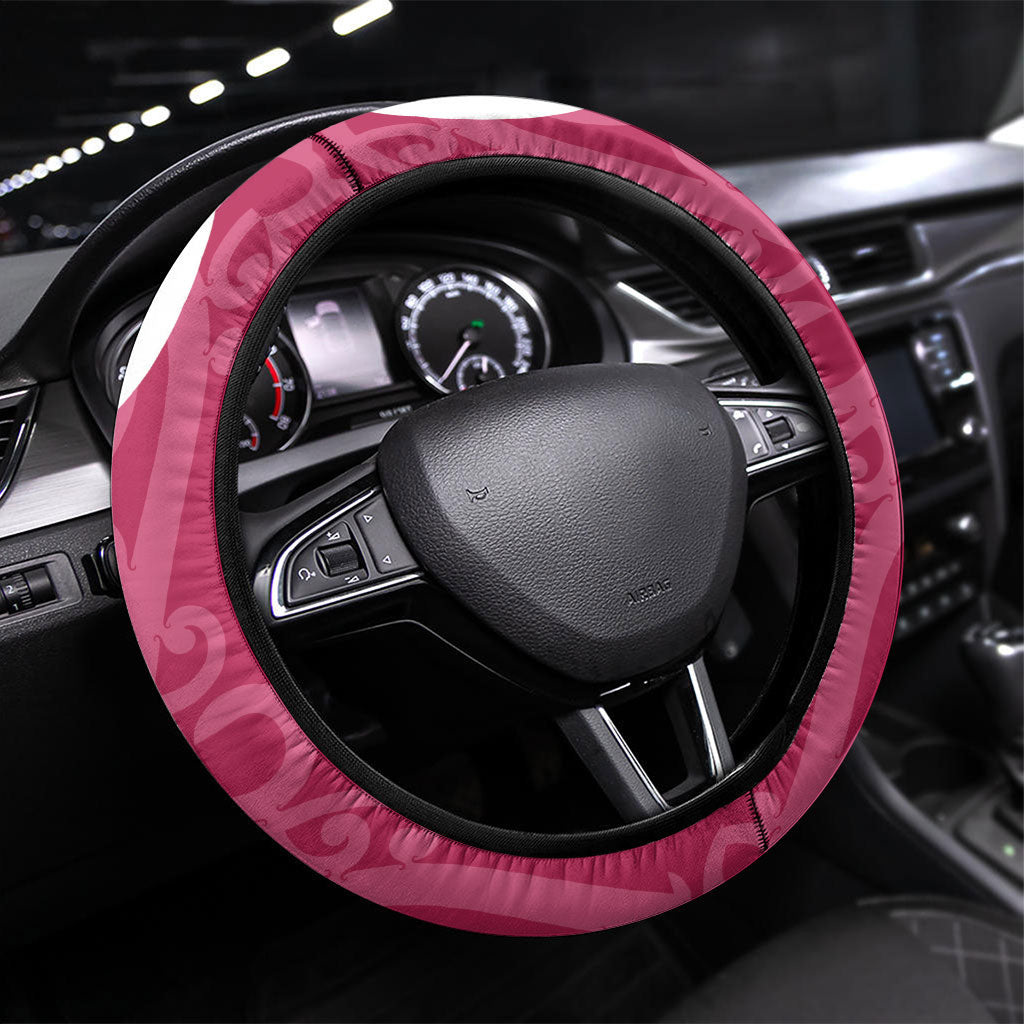 Breast Cancer Pink October Maori Steering Wheel Cover Koru Kowhaiwhai