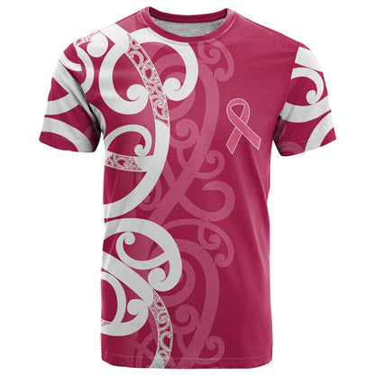Breast Cancer Pink October Maori T Shirt Koru Kowhaiwhai