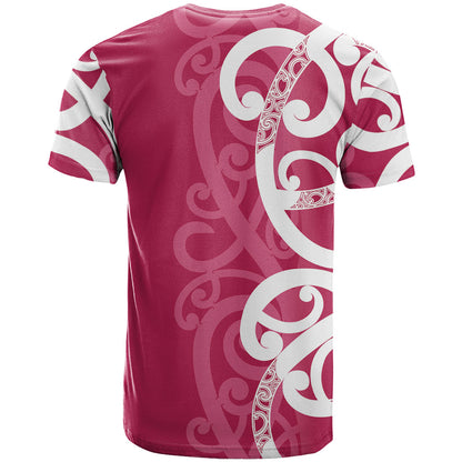 Breast Cancer Pink October Maori T Shirt Koru Kowhaiwhai