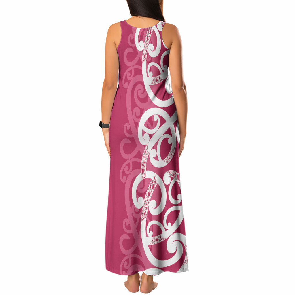 Breast Cancer Pink October Maori Tank Maxi Dress Koru Kowhaiwhai