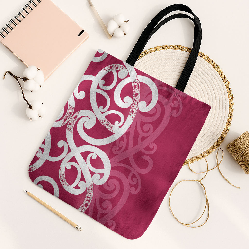 Breast Cancer Pink October Maori Tote Bag Koru Kowhaiwhai