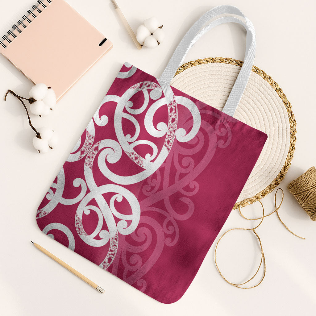 Breast Cancer Pink October Maori Tote Bag Koru Kowhaiwhai
