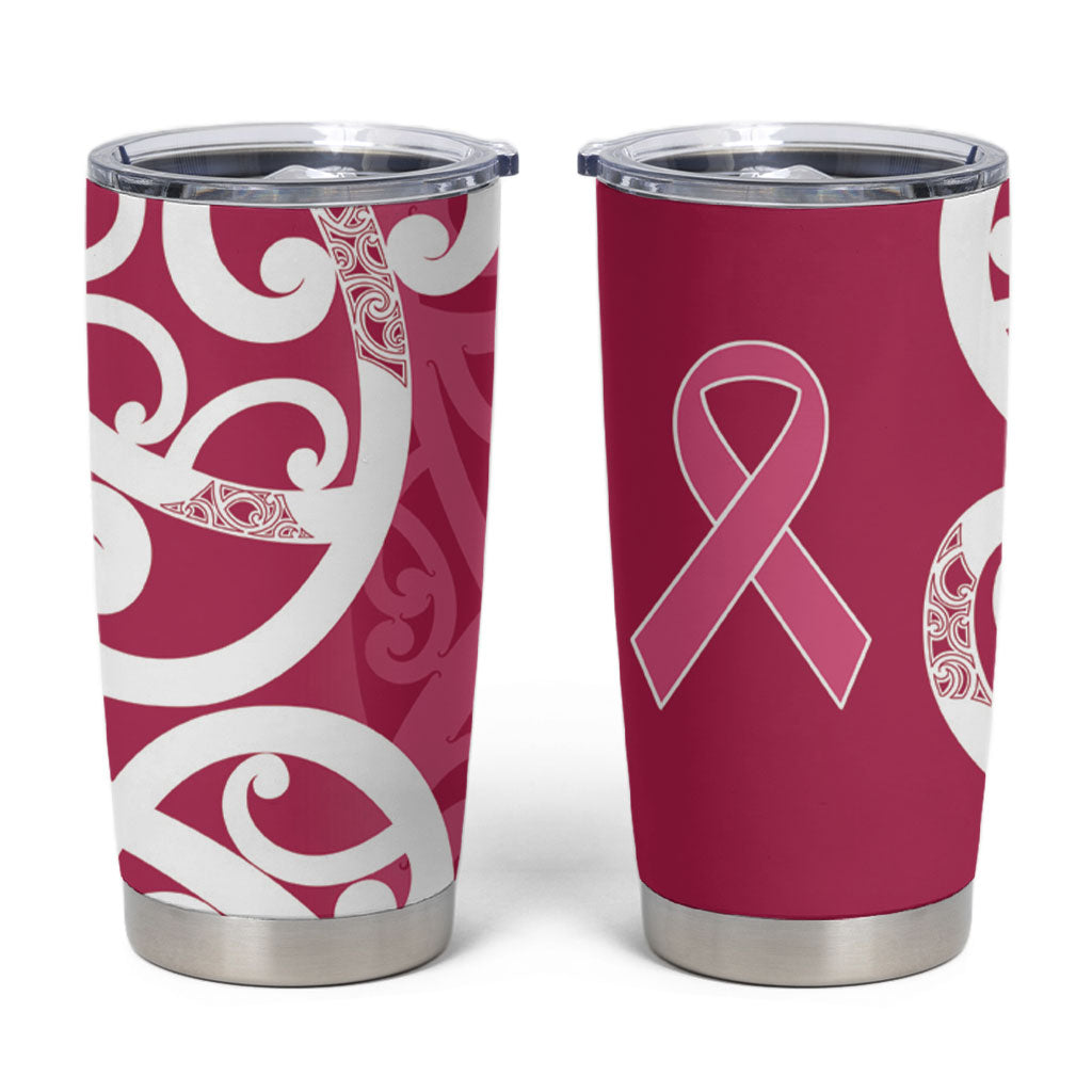 Breast Cancer Pink October Maori Tumbler Cup Koru Kowhaiwhai