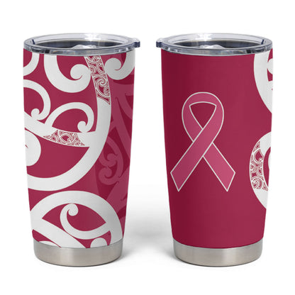 Breast Cancer Pink October Maori Tumbler Cup Koru Kowhaiwhai