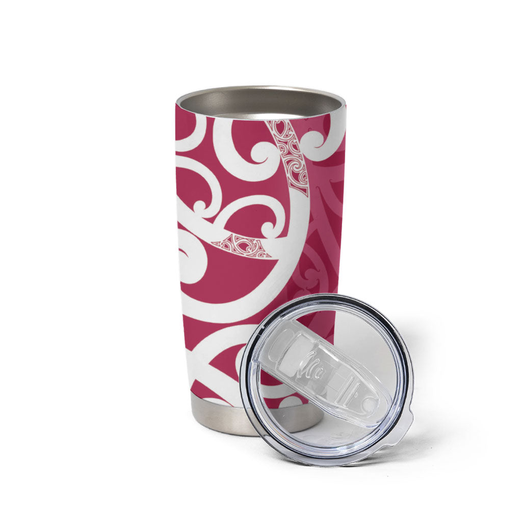 Breast Cancer Pink October Maori Tumbler Cup Koru Kowhaiwhai