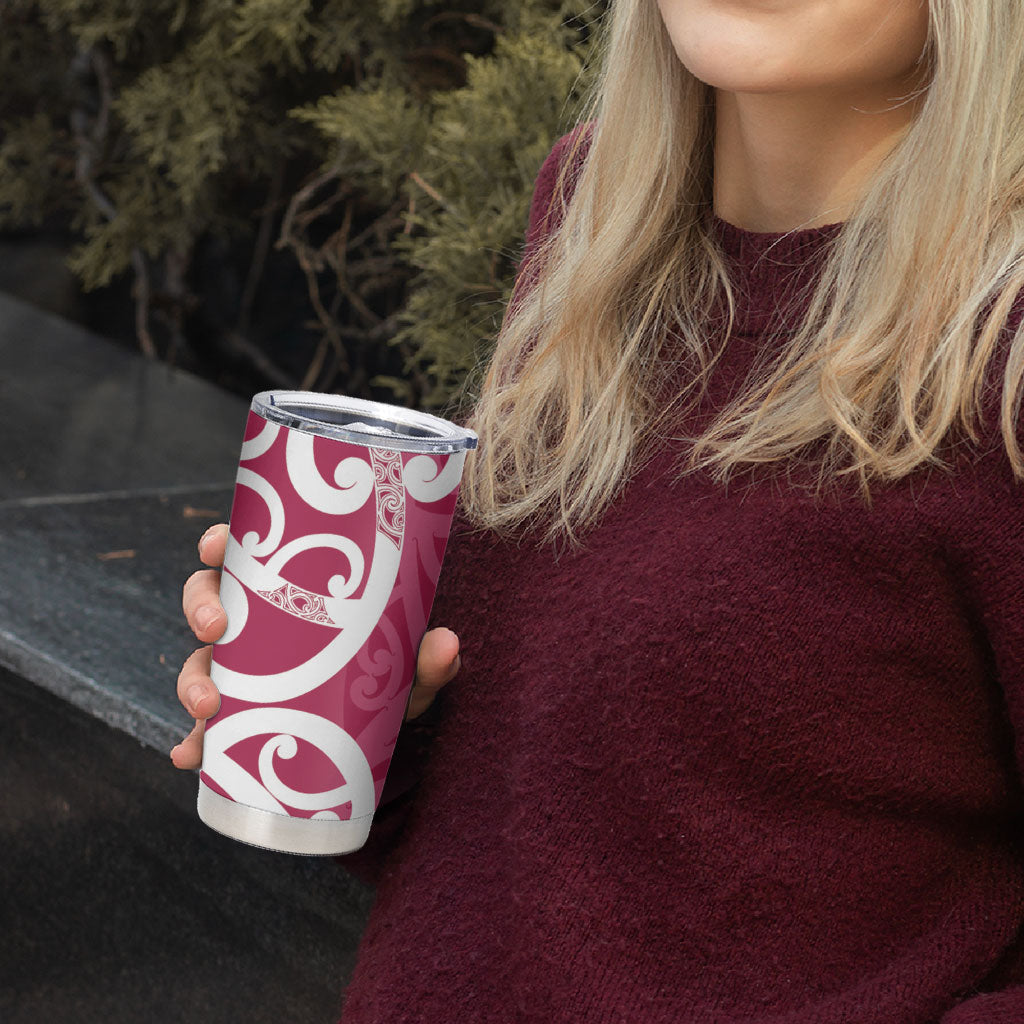 Breast Cancer Pink October Maori Tumbler Cup Koru Kowhaiwhai