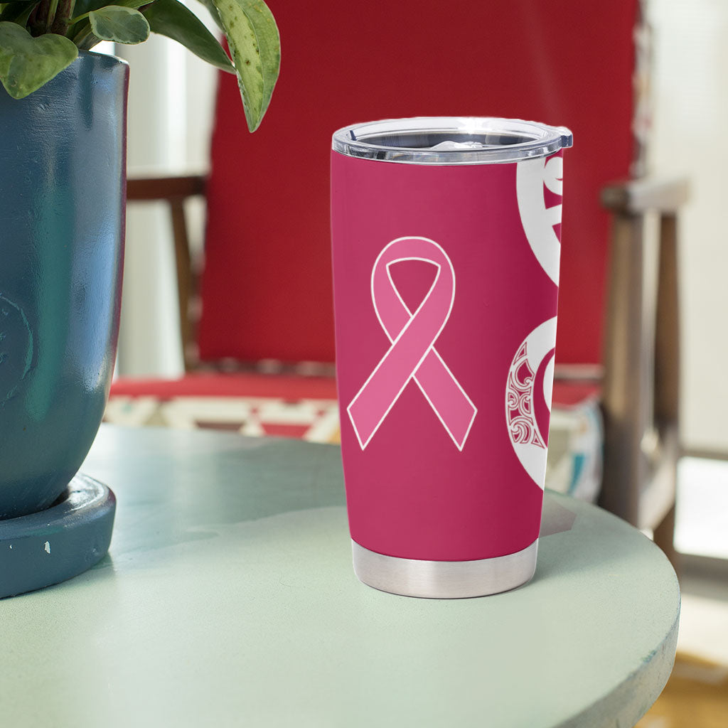 Breast Cancer Pink October Maori Tumbler Cup Koru Kowhaiwhai