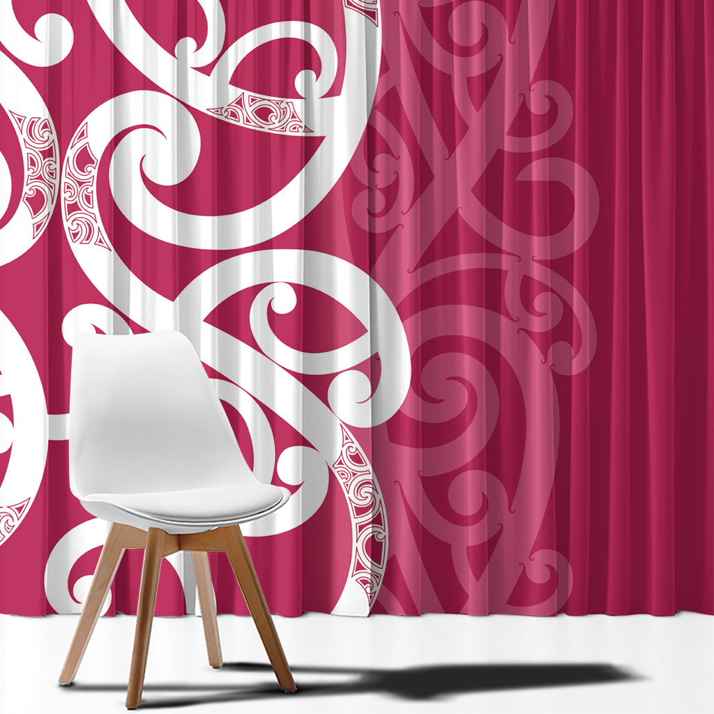 Breast Cancer Pink October Maori Window Curtain Koru Kowhaiwhai