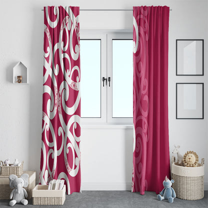 Breast Cancer Pink October Maori Window Curtain Koru Kowhaiwhai