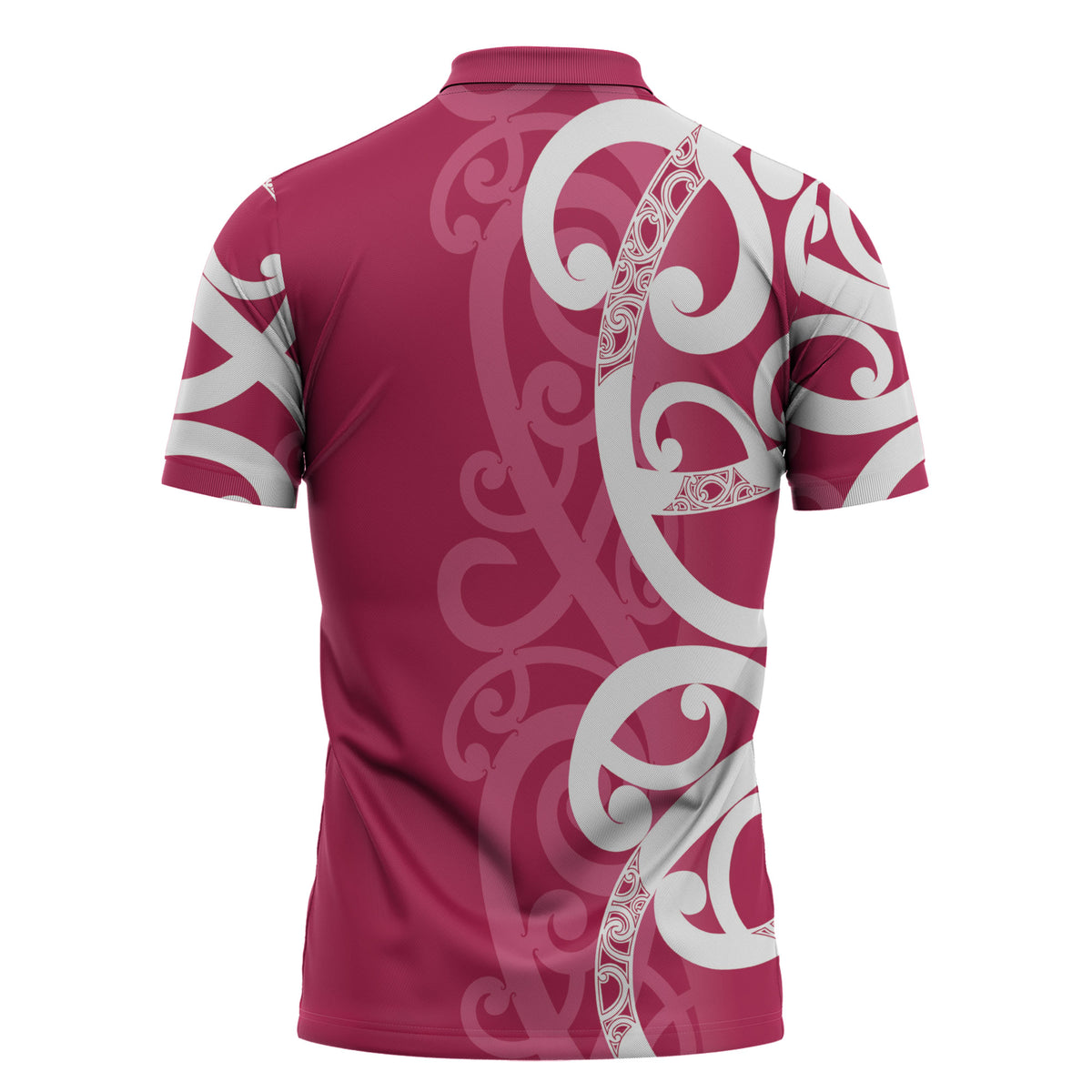 Breast Cancer Pink October Maori Zipper Polo Shirt Koru Kowhaiwhai