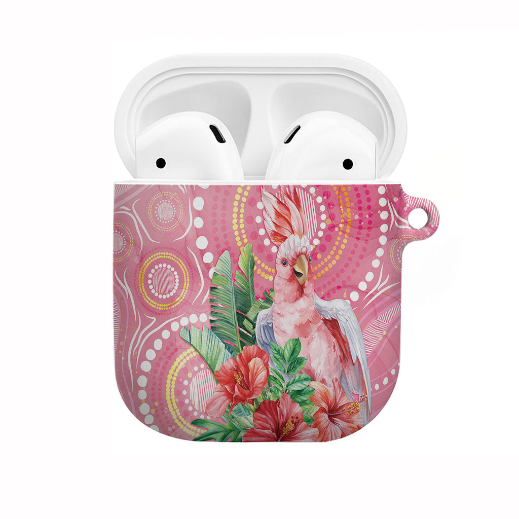 Breast Cancer Pink Cockatoo AirPods Case Indigenous Australia Watercolor Glaze