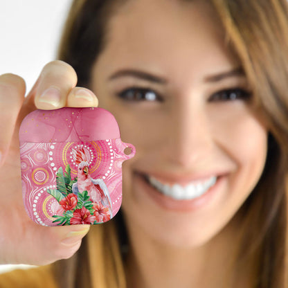 Breast Cancer Pink Cockatoo AirPods Case Indigenous Australia Watercolor Glaze