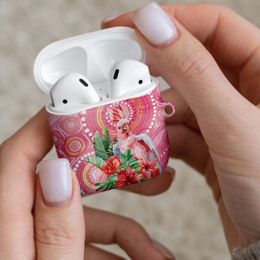 Breast Cancer Pink Cockatoo AirPods Case Indigenous Australia Watercolor Glaze