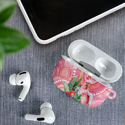 Breast Cancer Pink Cockatoo AirPods Case Indigenous Australia Watercolor Glaze
