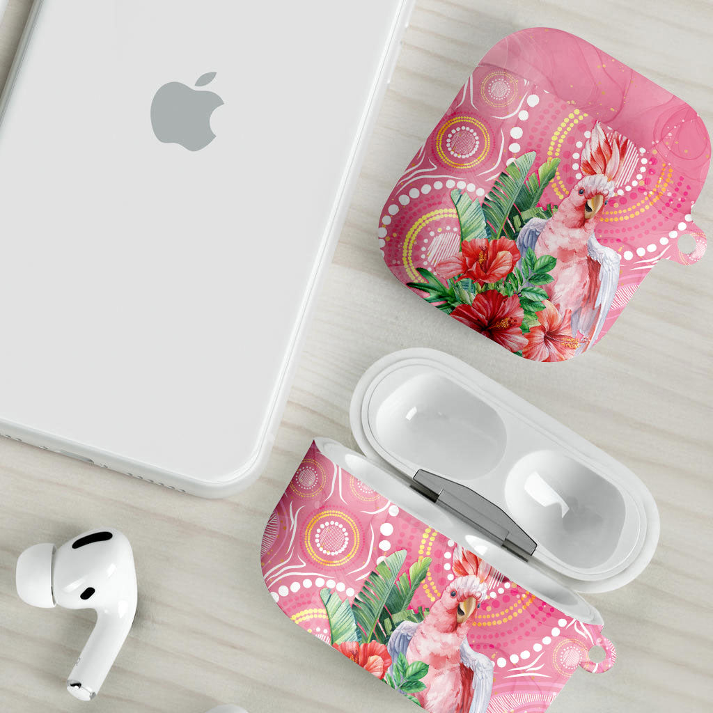 Breast Cancer Pink Cockatoo AirPods Case Indigenous Australia Watercolor Glaze