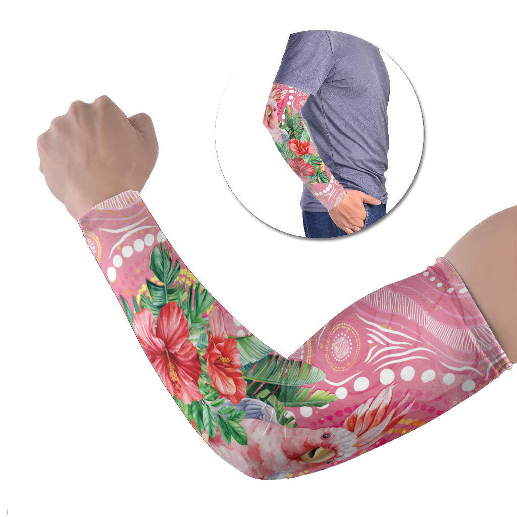Breast Cancer Pink Cockatoo Arm Sleeves Indigenous Australia Watercolor Glaze