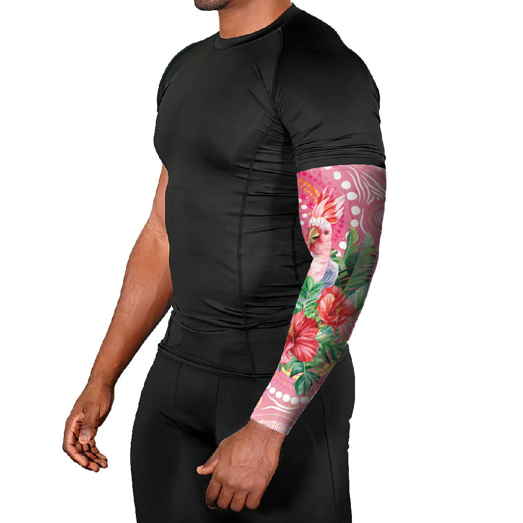 Breast Cancer Pink Cockatoo Arm Sleeves Indigenous Australia Watercolor Glaze