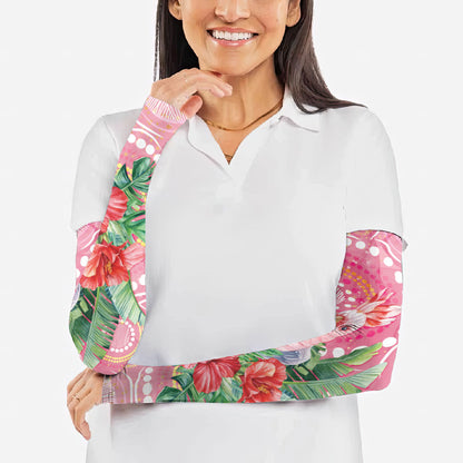 Breast Cancer Pink Cockatoo Arm Sleeves Indigenous Australia Watercolor Glaze