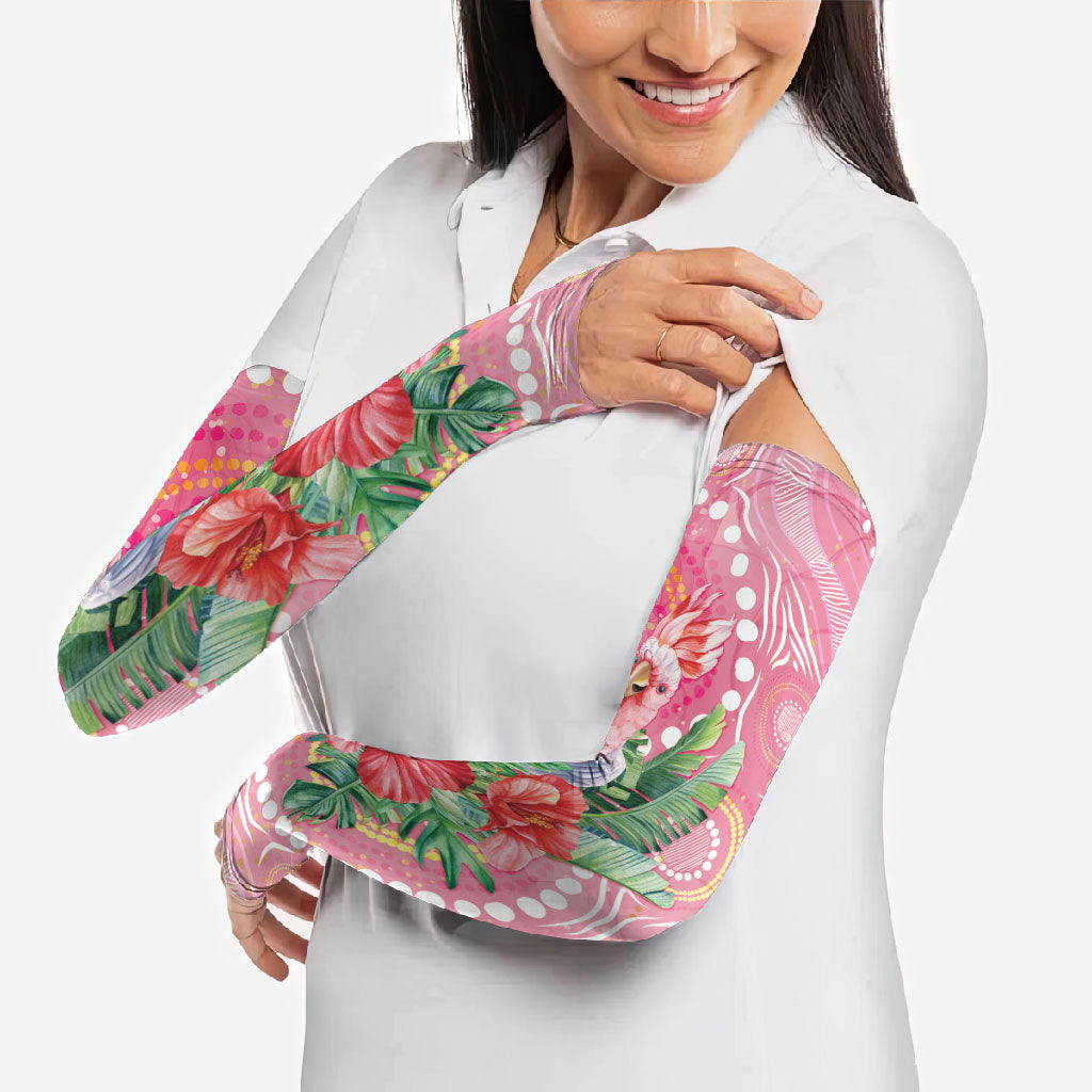 Breast Cancer Pink Cockatoo Arm Sleeves Indigenous Australia Watercolor Glaze