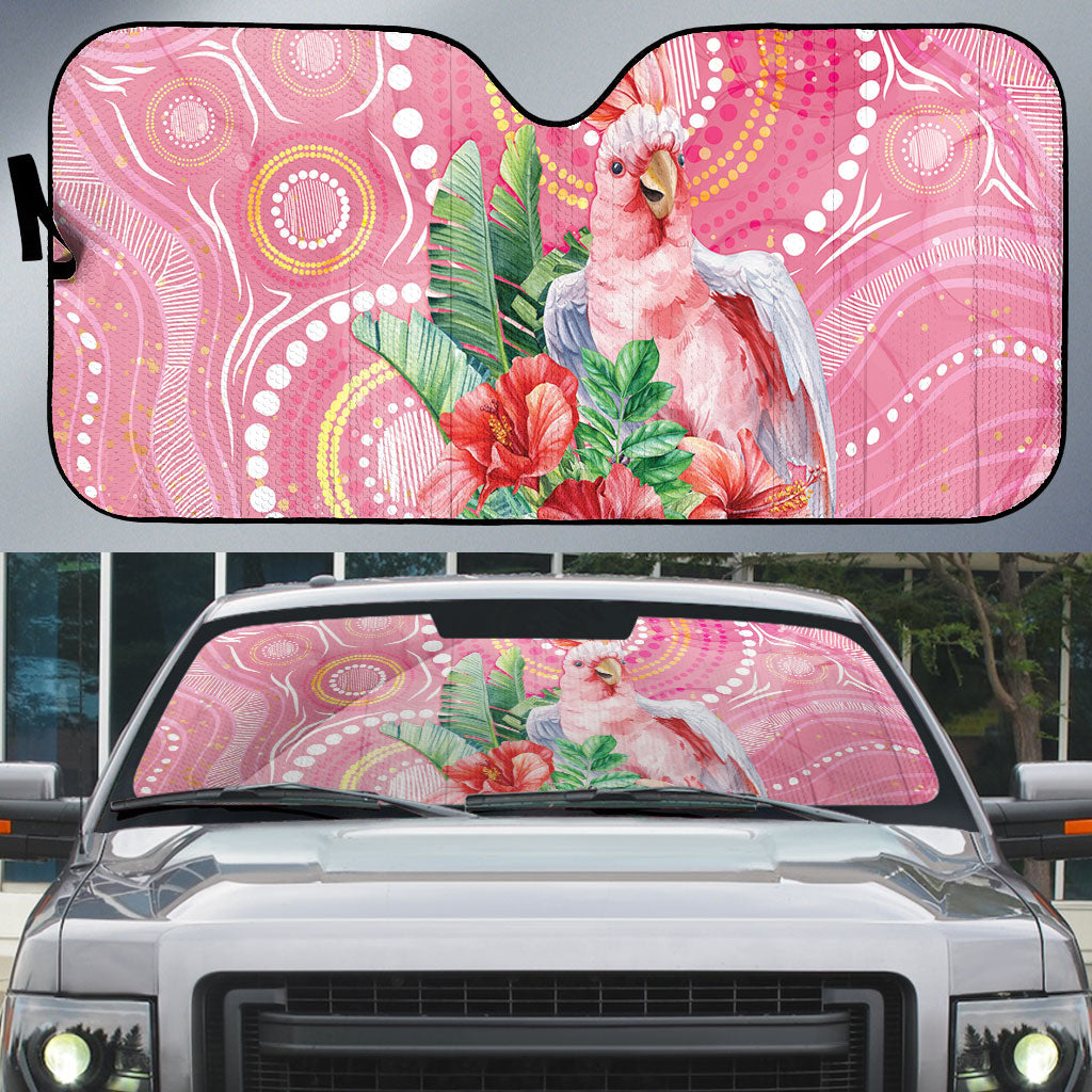 Breast Cancer Pink Cockatoo Auto Sun Shade Indigenous Australia Watercolor Glaze