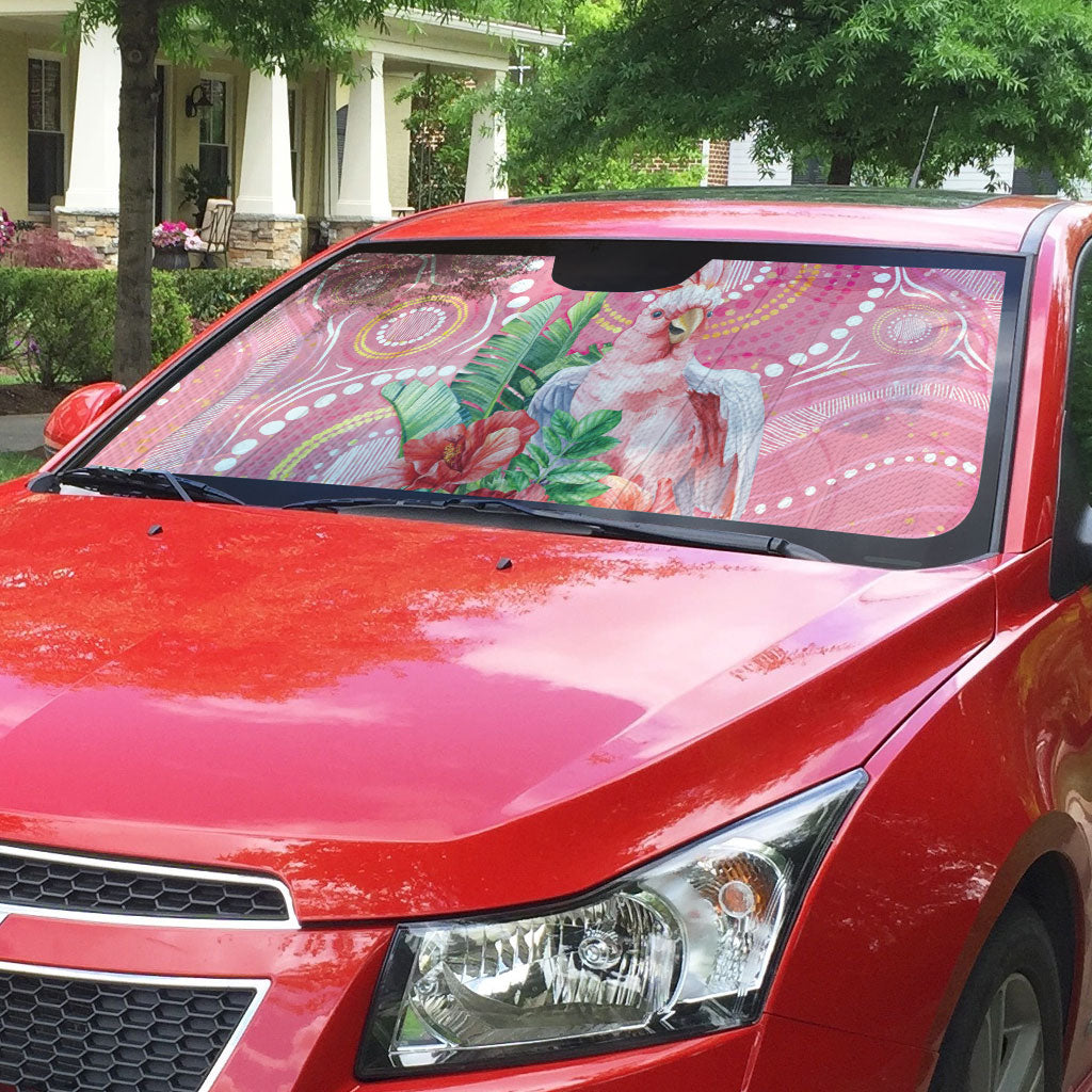 Breast Cancer Pink Cockatoo Auto Sun Shade Indigenous Australia Watercolor Glaze