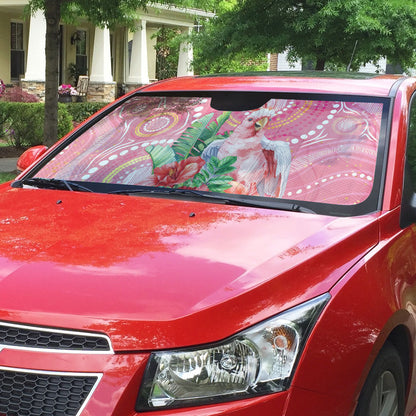 Breast Cancer Pink Cockatoo Auto Sun Shade Indigenous Australia Watercolor Glaze