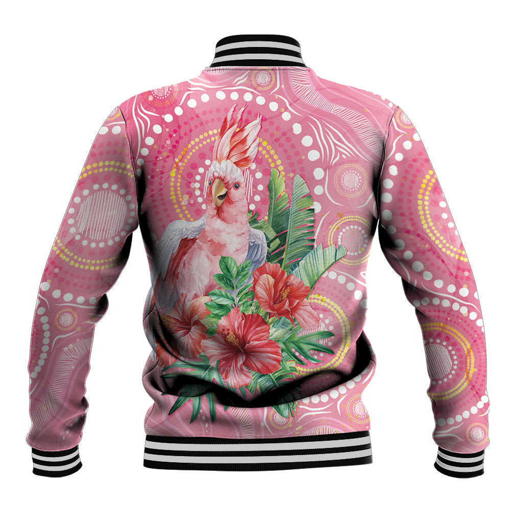 Breast Cancer Pink Cockatoo Baseball Jacket Indigenous Australia Watercolor Glaze