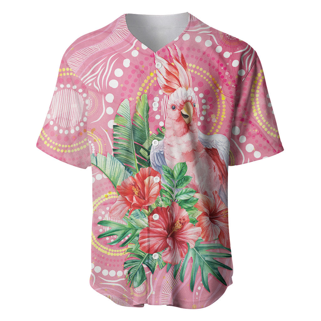 Breast Cancer Pink Cockatoo Baseball Jersey Indigenous Australia Watercolor Glaze