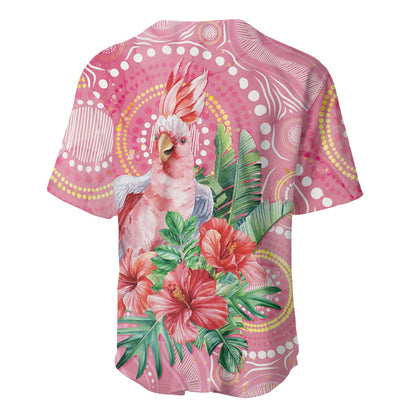 Breast Cancer Pink Cockatoo Baseball Jersey Indigenous Australia Watercolor Glaze