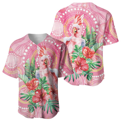 Breast Cancer Pink Cockatoo Baseball Jersey Indigenous Australia Watercolor Glaze