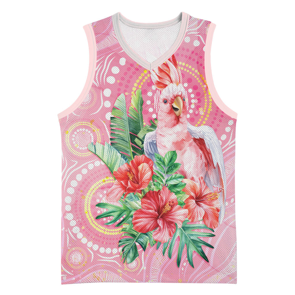 Breast Cancer Pink Cockatoo Basketball Jersey Indigenous Australia Watercolor Glaze