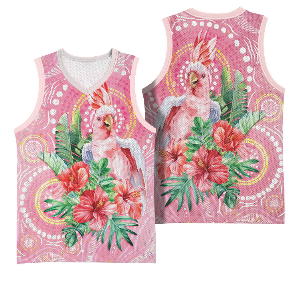 Breast Cancer Pink Cockatoo Basketball Jersey Indigenous Australia Watercolor Glaze
