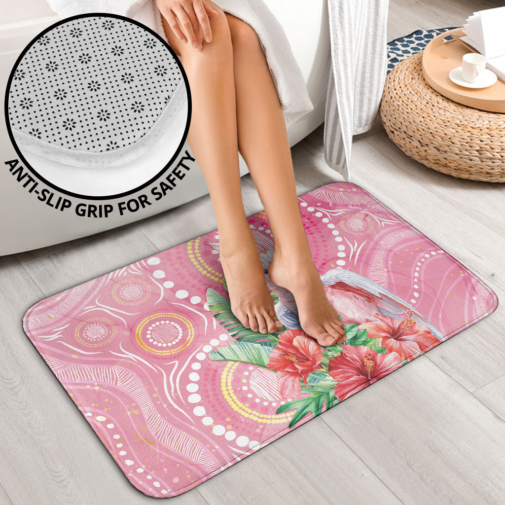 Breast Cancer Pink Cockatoo Bathroom Set Indigenous Australia Watercolor Glaze