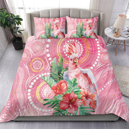 Breast Cancer Pink Cockatoo Bedding Set Indigenous Australia Watercolor Glaze