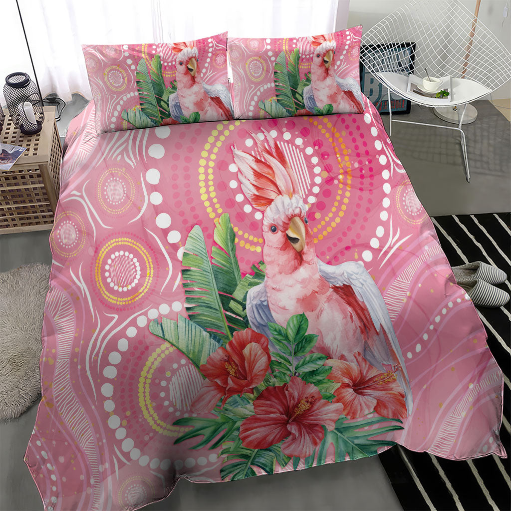 Breast Cancer Pink Cockatoo Bedding Set Indigenous Australia Watercolor Glaze