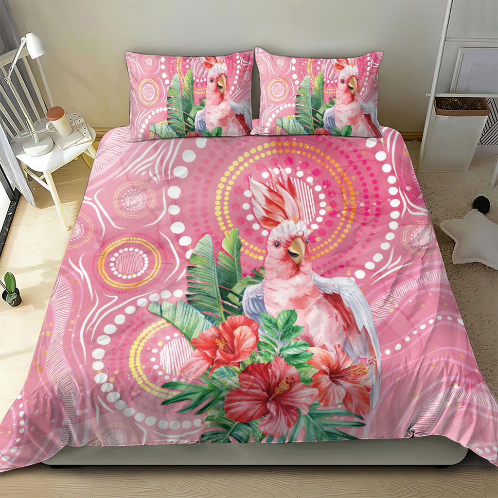 Breast Cancer Pink Cockatoo Bedding Set Indigenous Australia Watercolor Glaze