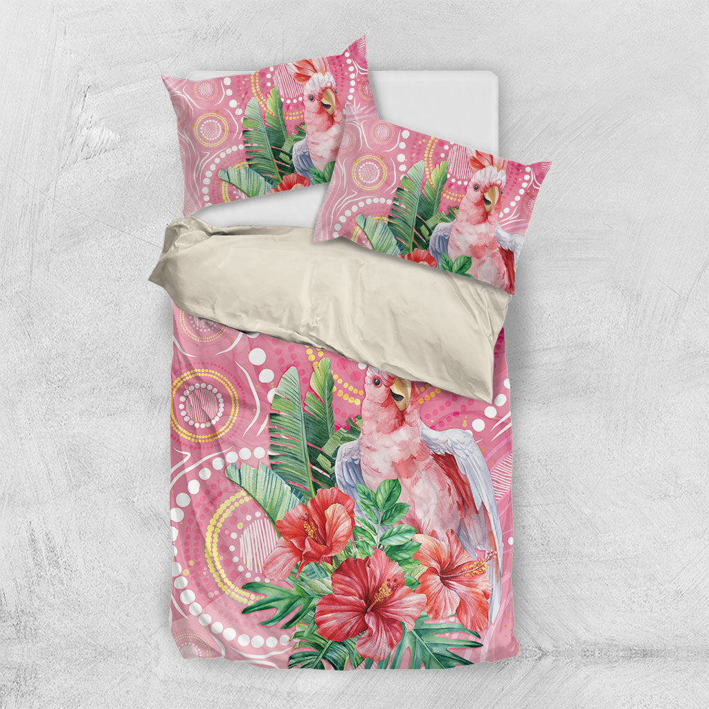 Breast Cancer Pink Cockatoo Bedding Set Indigenous Australia Watercolor Glaze